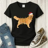 Golden Retriever Holiday Christmas Light Essential Women's T-Shirt thumb 3