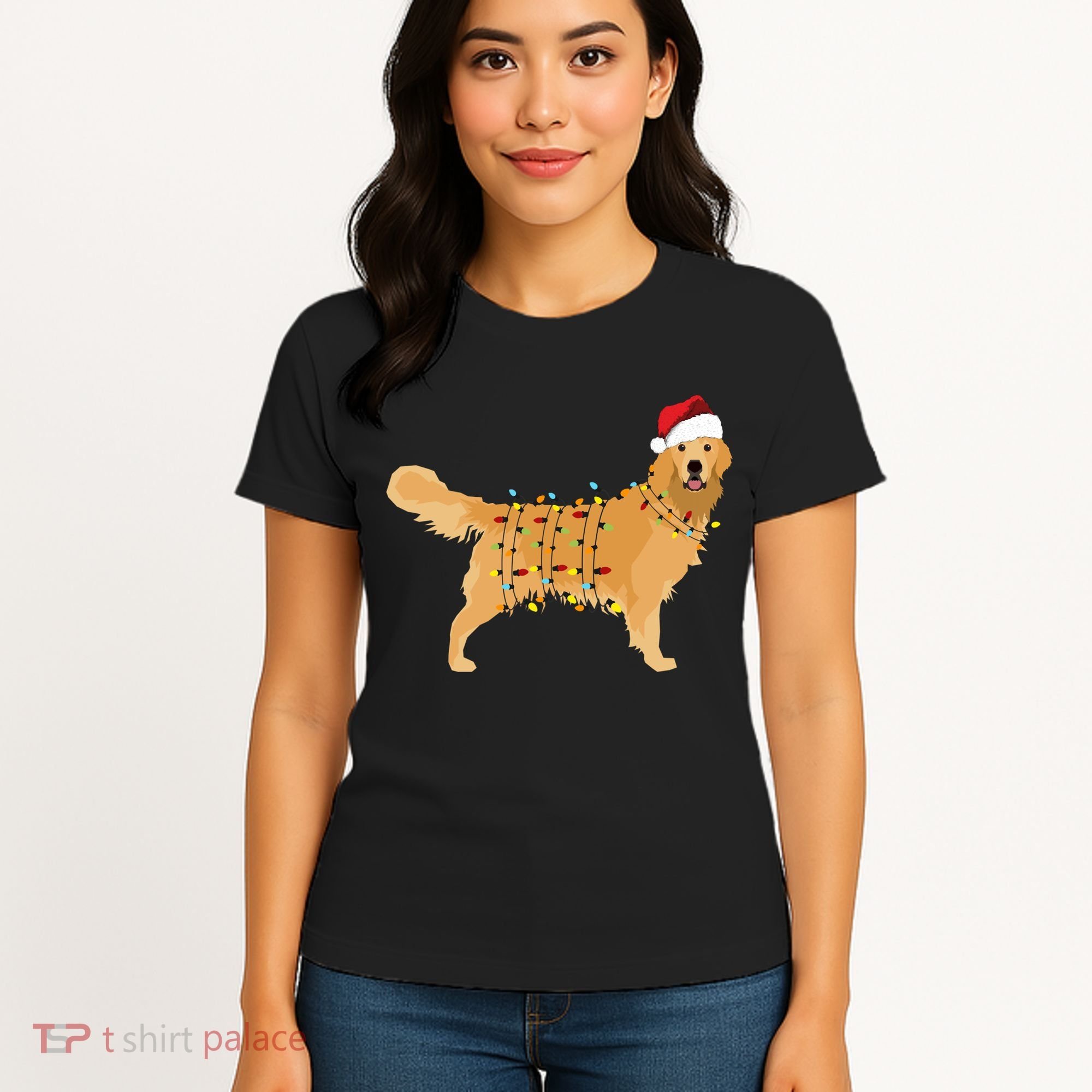 Golden Retriever Holiday Christmas Light Essential Women's T-Shirt