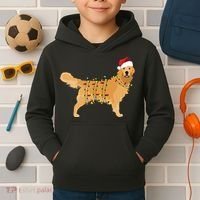 Golden Retriever Holiday Christmas Light Essential Kids Hoodie thumb 2