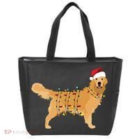 Golden Retriever Holiday Christmas Light Essential Tote Bag thumb 0