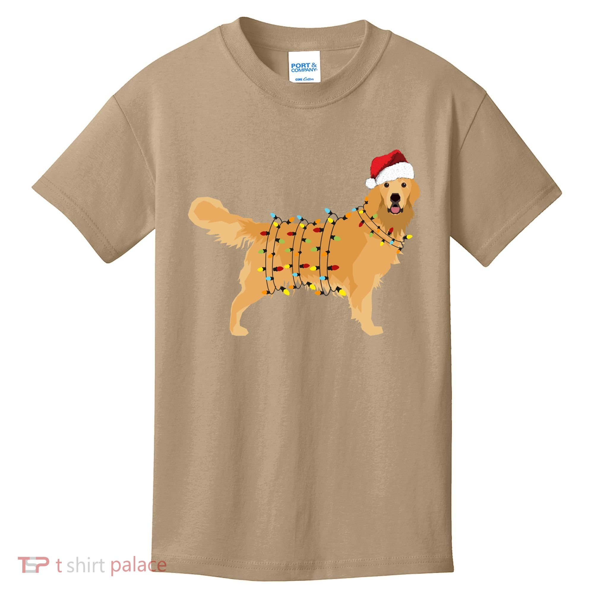 Golden Retriever Holiday Christmas Light Essential Kids T-Shirt