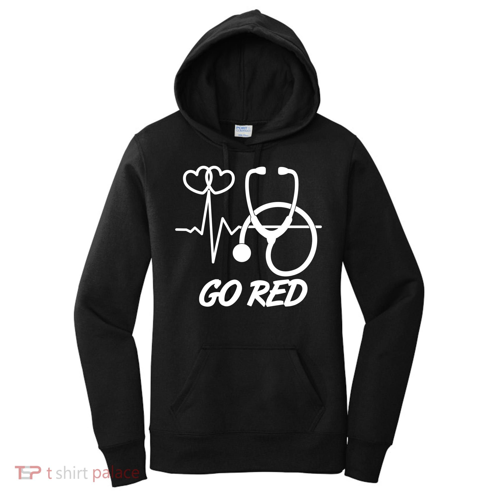 Go Red Heart Disease Awareness Month Wear Red Women's Hoodie