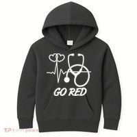 Go Red Heart Disease Awareness Month Wear Red Kids Hoodie thumb 0