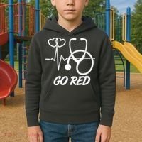 Go Red Heart Disease Awareness Month Wear Red Kids Hoodie thumb 2