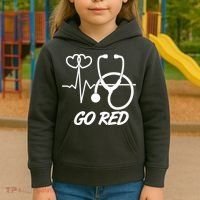 Go Red Heart Disease Awareness Month Wear Red Kids Hoodie thumb 3