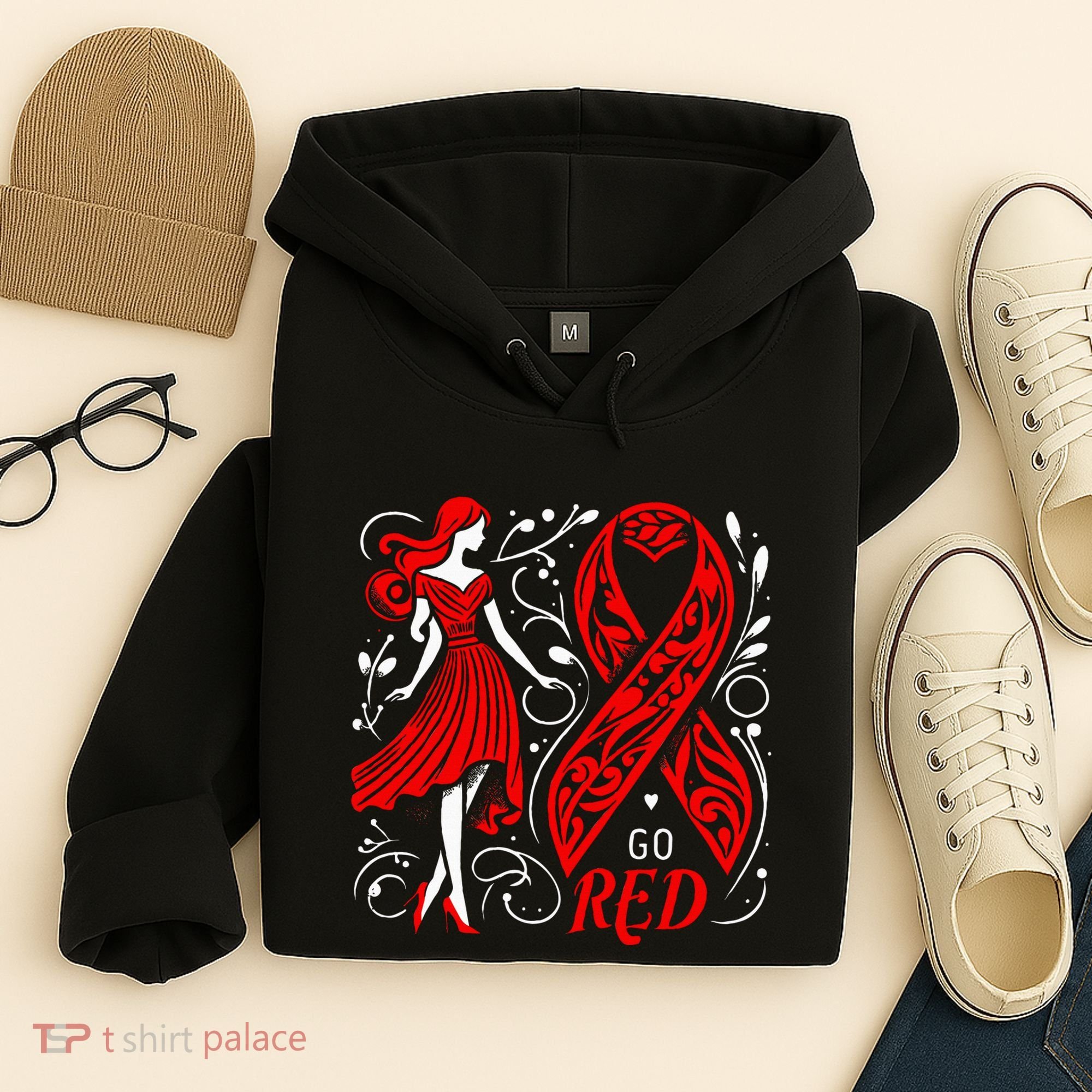 Go Red Heart Disease Awareness American Hoodie