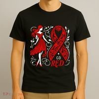 Go Red Heart Disease Awareness American T-Shirt thumb 3