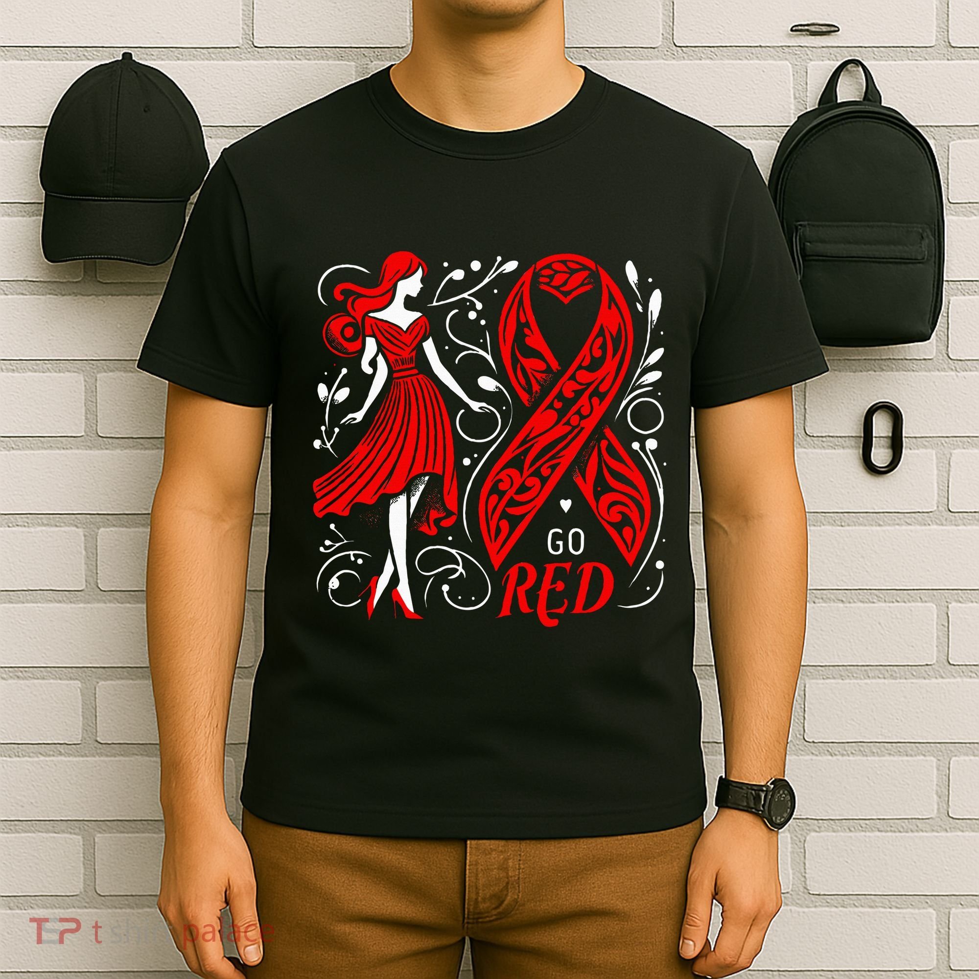Go Red Heart Disease Awareness American T-Shirt