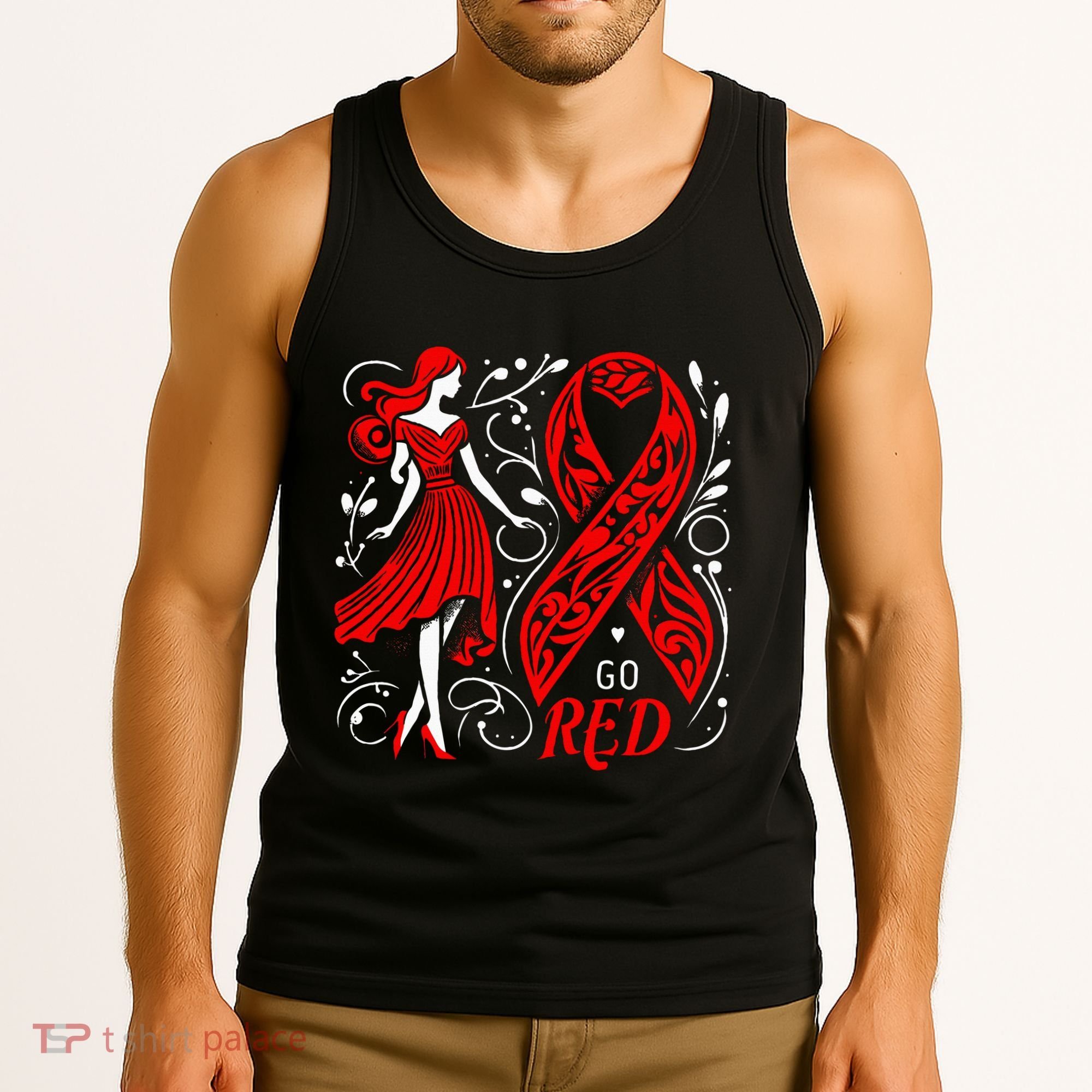 Go Red Heart Disease Awareness American Tank Top