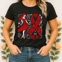 Go Red Heart Disease Awareness American Women's T-Shirt thumb 2