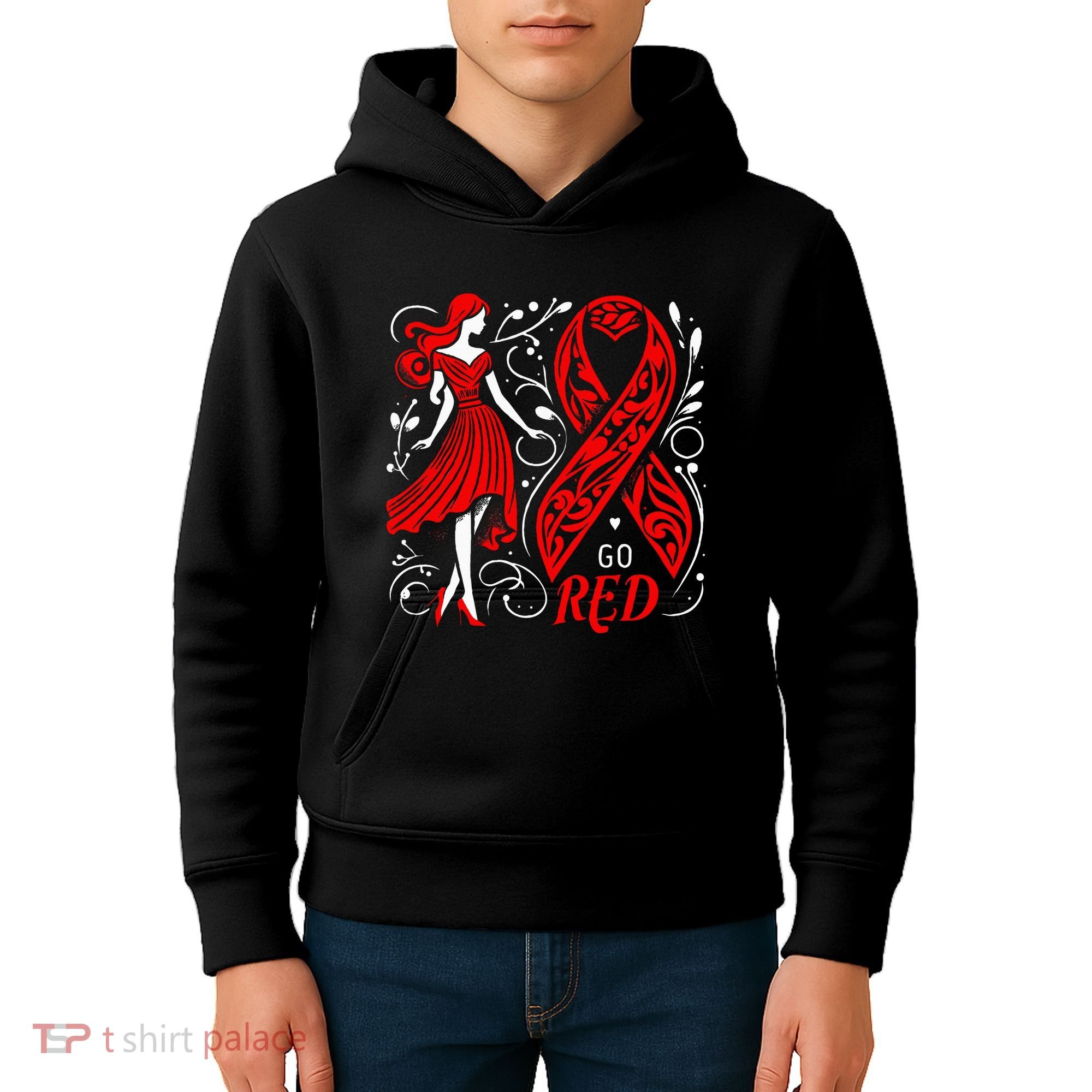 Go Red Heart Disease Awareness American Kids Hoodie
