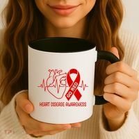 Go Red Heart Disease Awareness Red Ribbon Month Coffee Mug thumb 3