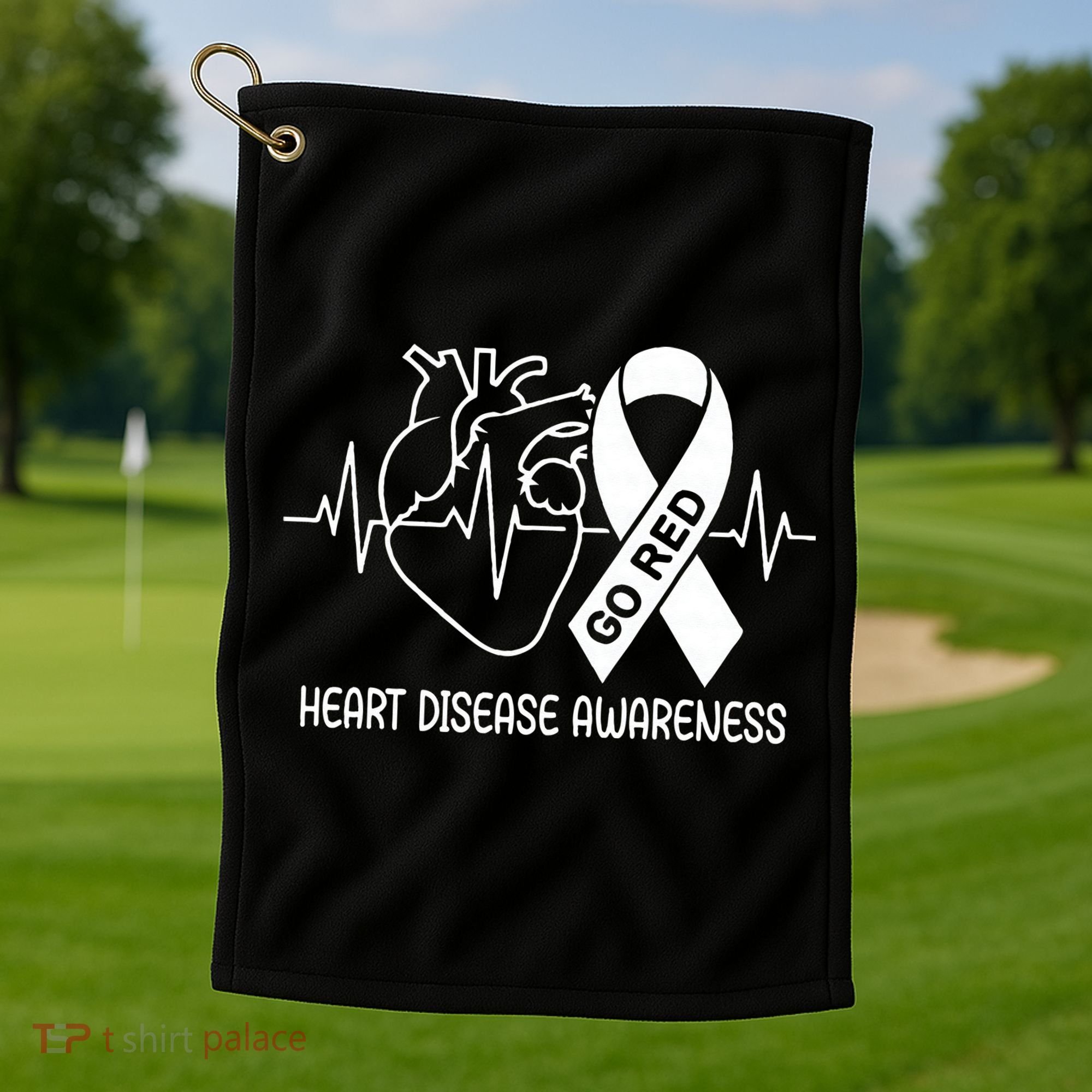 Go Red Heart Disease Awareness Red Ribbon Month Golf Towel