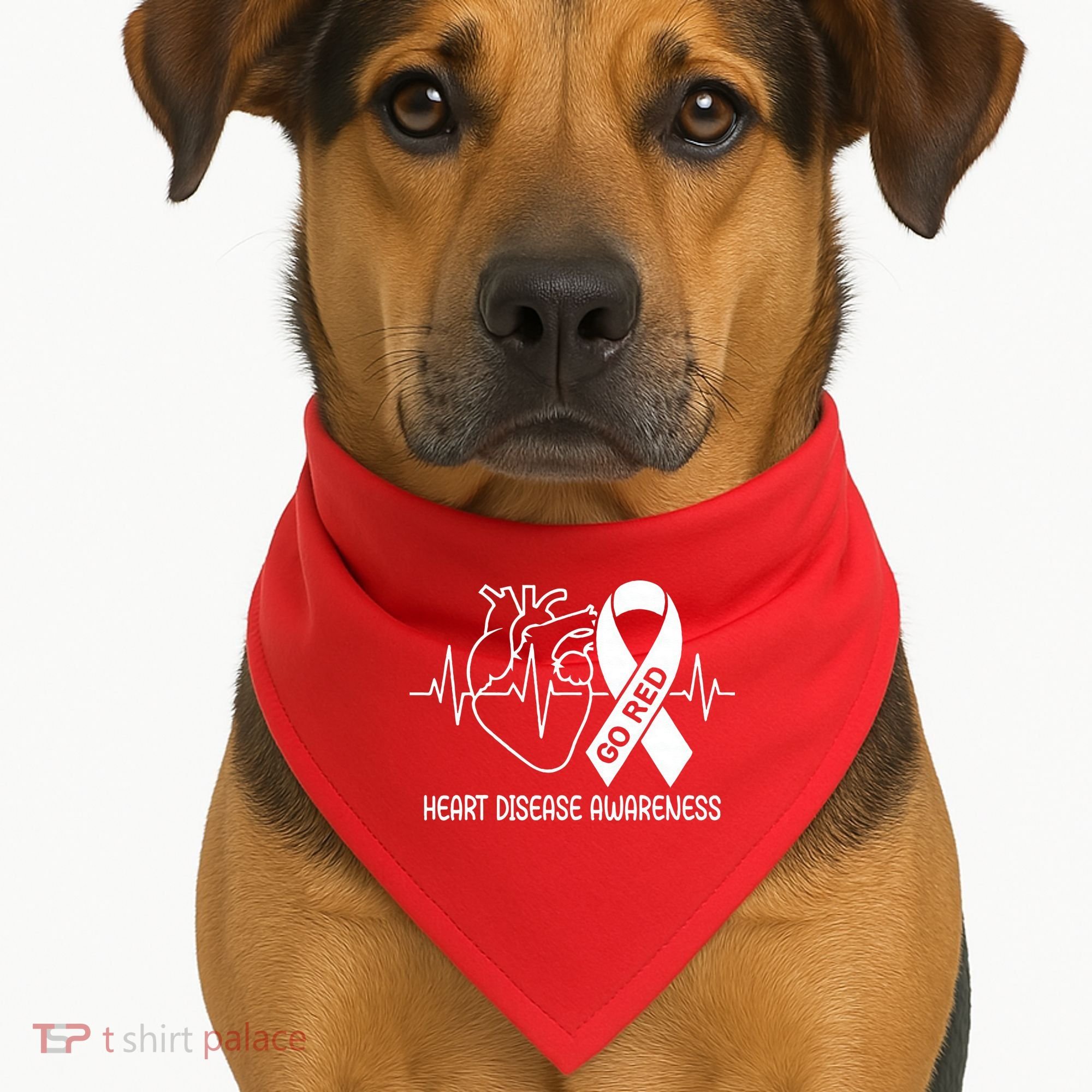 Go Red Heart Disease Awareness Red Ribbon Month USA-Made Doggie Bandana