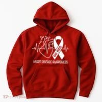 Go Red Heart Disease Awareness Red Ribbon Month Hoodie thumb 0