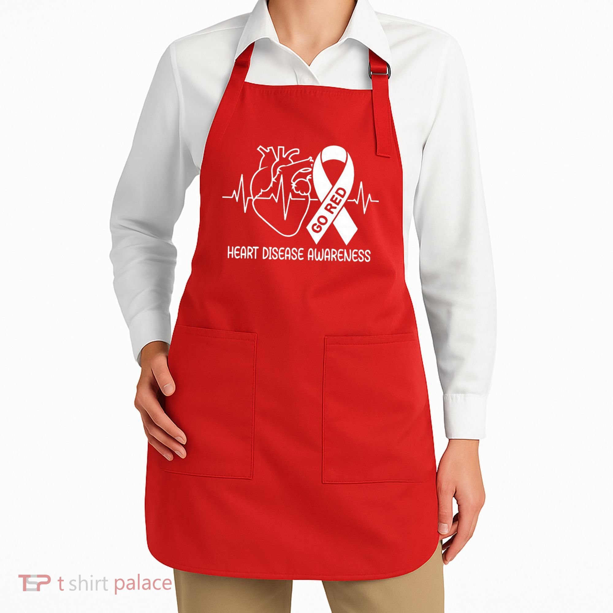Go Red Heart Disease Awareness Red Ribbon Month Apron