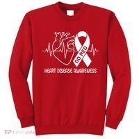 Go Red Heart Disease Awareness Red Ribbon Month Sweatshirt thumb 0