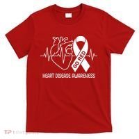 Go Red Heart Disease Awareness Red Ribbon Month T-Shirt thumb 0