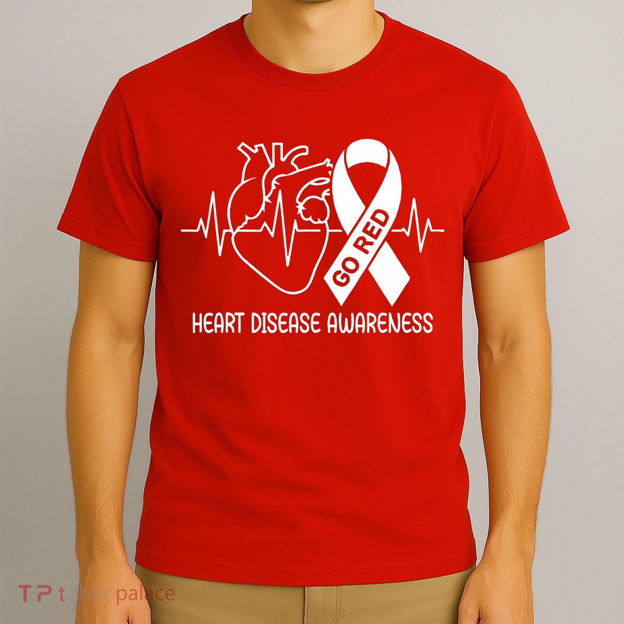 Go Red Heart Disease Awareness Red Ribbon Month T-Shirt