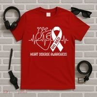 Go Red Heart Disease Awareness Red Ribbon Month T-Shirt thumb 5