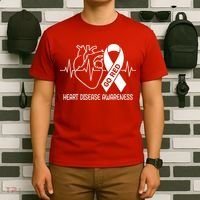 Go Red Heart Disease Awareness Red Ribbon Month T-Shirt thumb 6