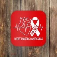 Go Red Heart Disease Awareness Red Ribbon Month Coaster thumb 0