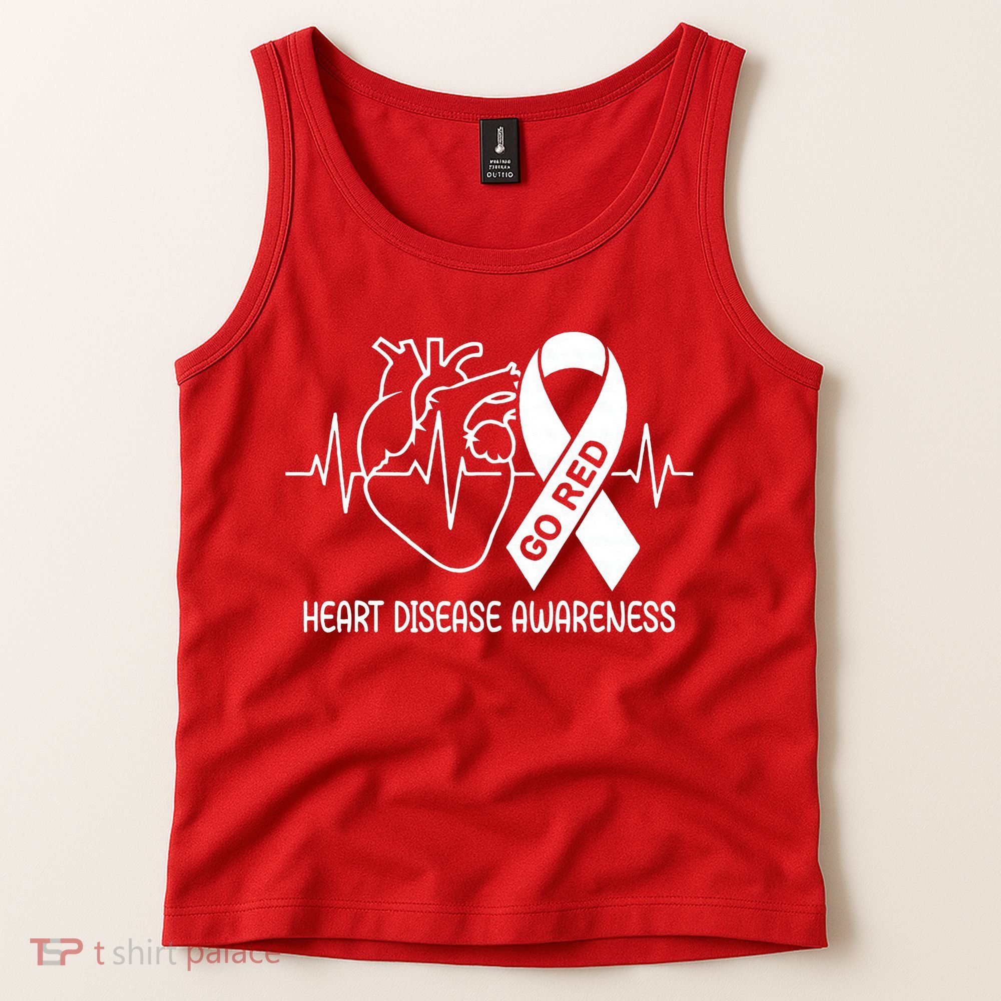 Go Red Heart Disease Awareness Red Ribbon Month Tank Top