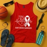 Go Red Heart Disease Awareness Red Ribbon Month Tank Top thumb 4