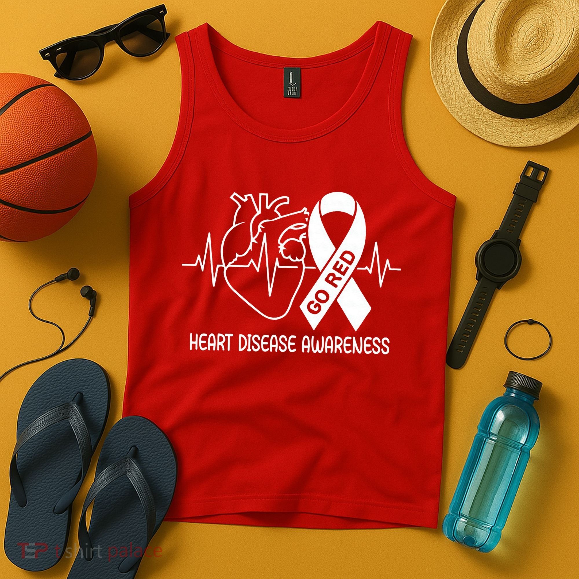 Go Red Heart Disease Awareness Red Ribbon Month Tank Top