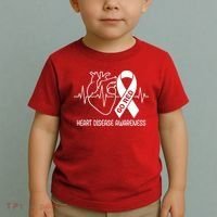 Go Red Heart Disease Awareness Red Ribbon Month Toddler T-Shirt thumb 2
