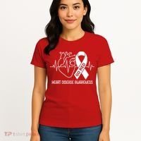 Go Red Heart Disease Awareness Red Ribbon Month Women's T-Shirt thumb 4