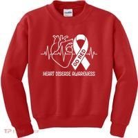 Go Red Heart Disease Awareness Red Ribbon Month Kids Sweatshirt thumb 0