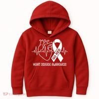 Go Red Heart Disease Awareness Red Ribbon Month Kids Hoodie thumb 0