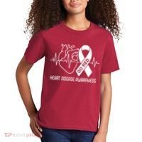 Go Red Heart Disease Awareness Red Ribbon Month Kids T-Shirt thumb 2