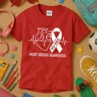 Go Red Heart Disease Awareness Red Ribbon Month Kids T-Shirt thumb 3