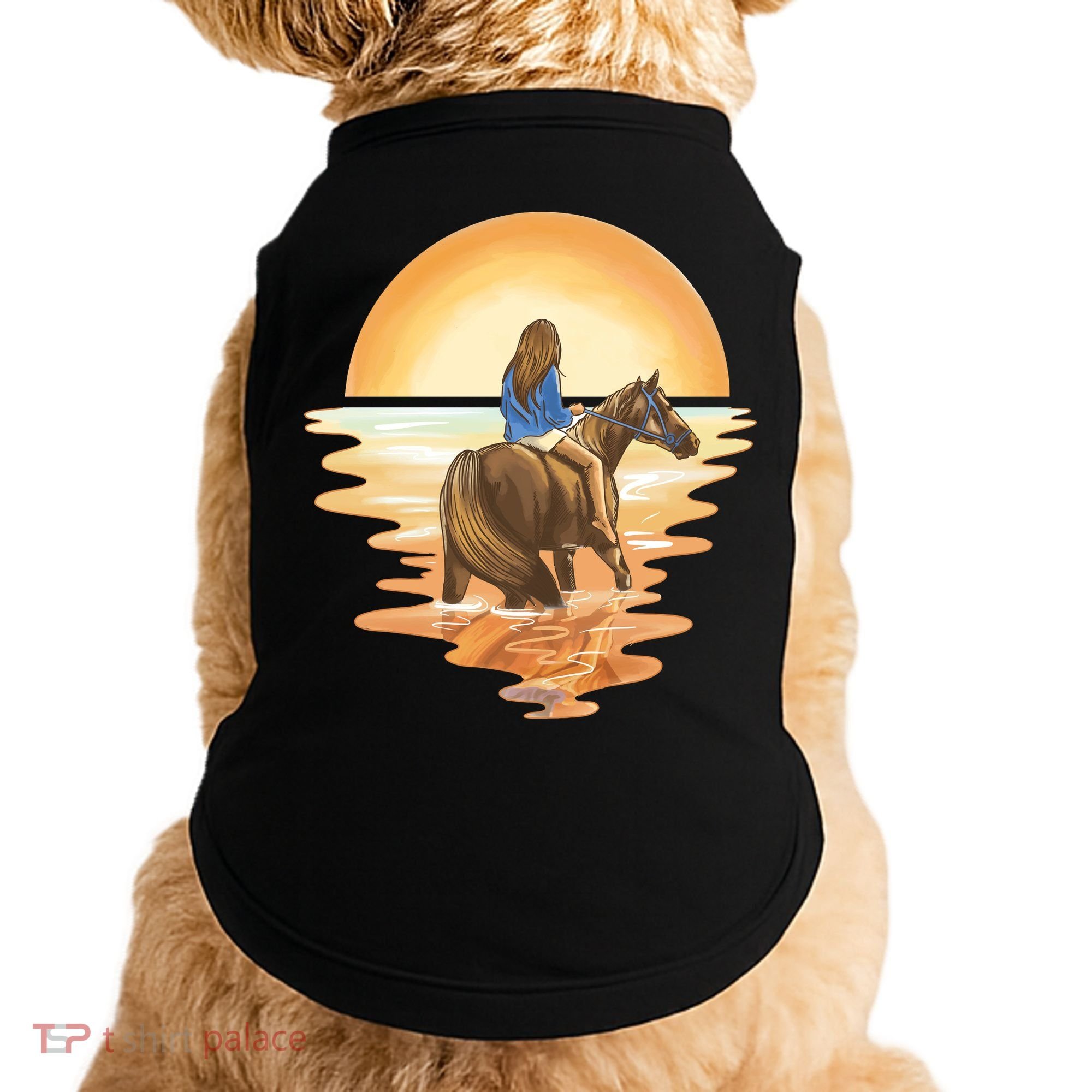 Girl Riding Horse Sunset Doggie Tank