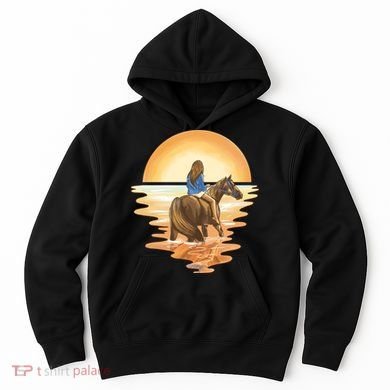 Girl Riding Horse Sunset Hoodie