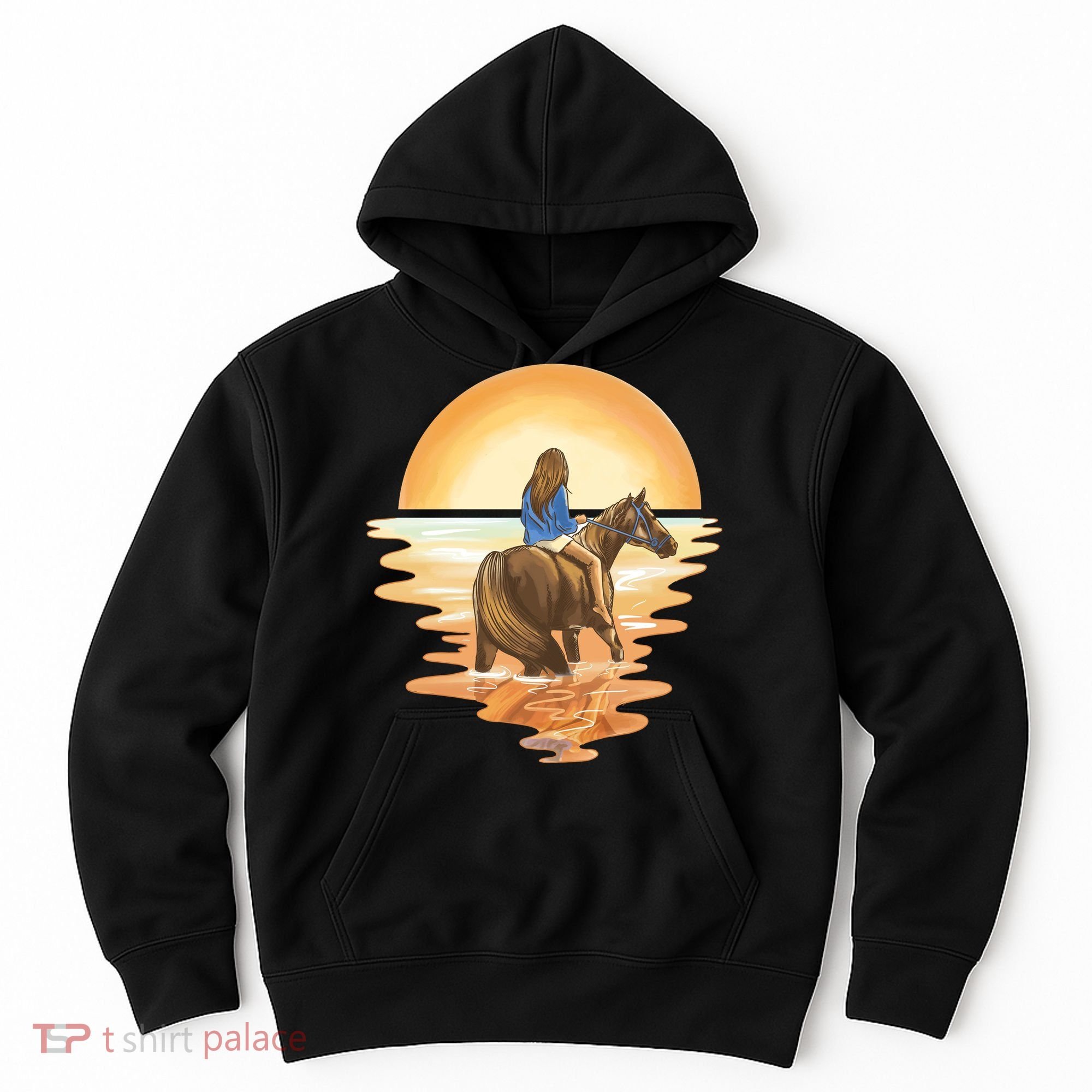 Girl Riding Horse Sunset Hoodie