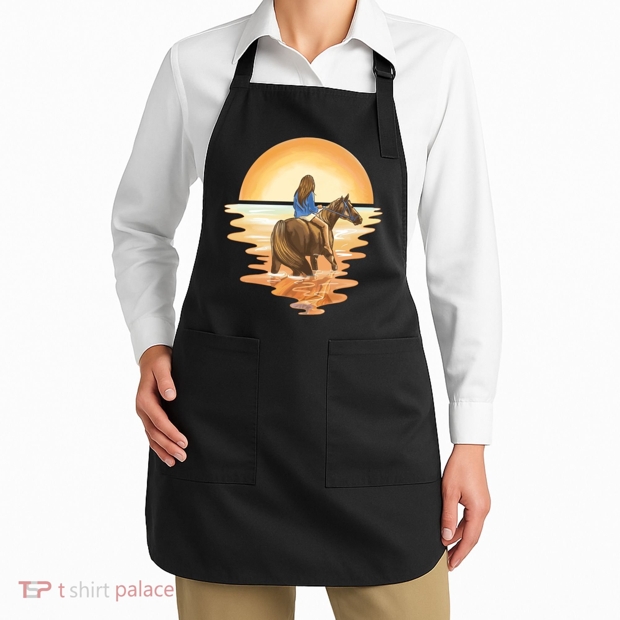 Girl Riding Horse Sunset Apron