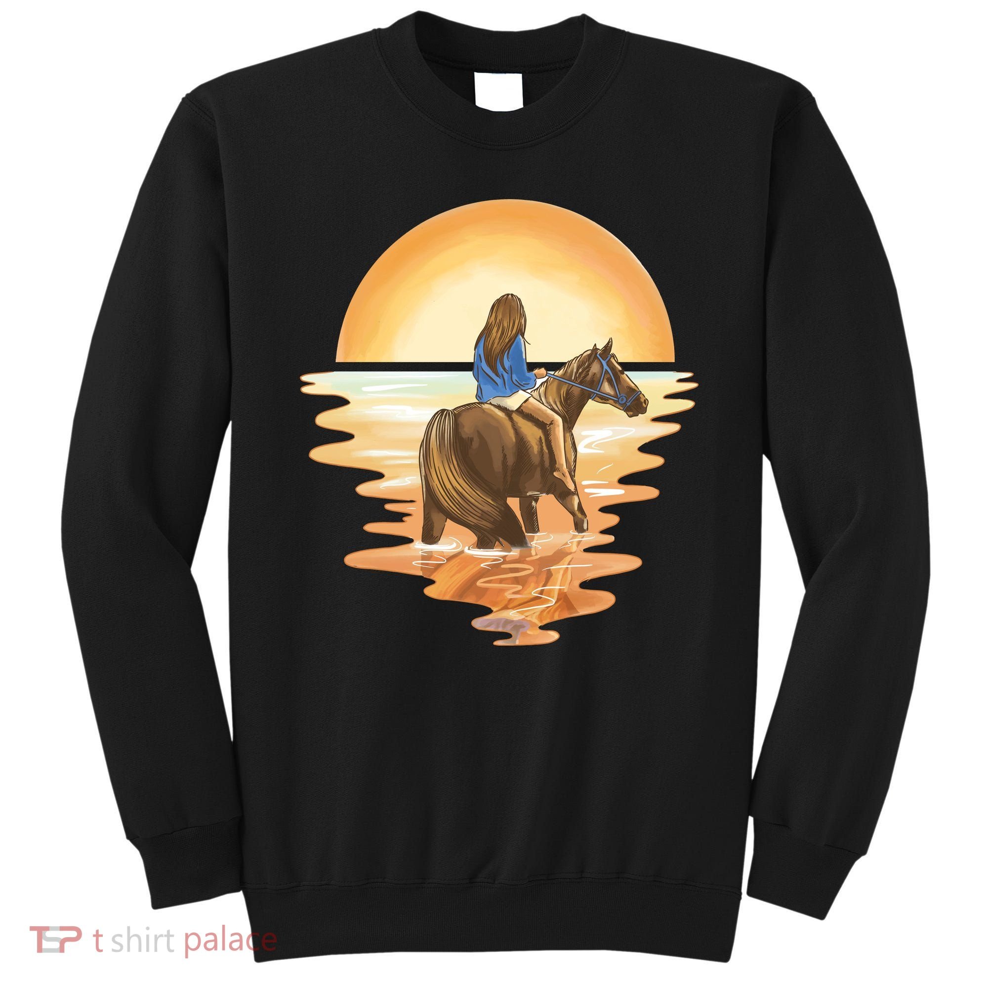 Girl Riding Horse Sunset Sweatshirt