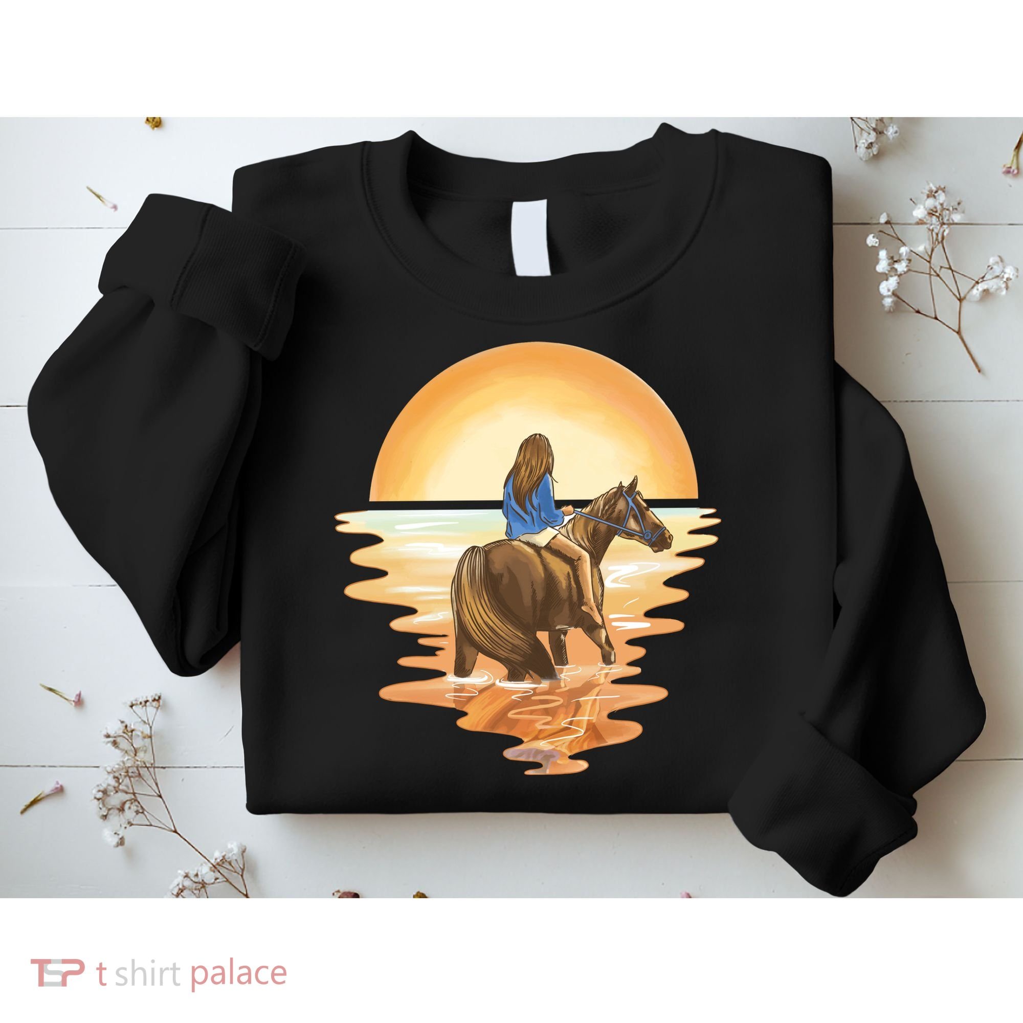 Girl Riding Horse Sunset Sweatshirt