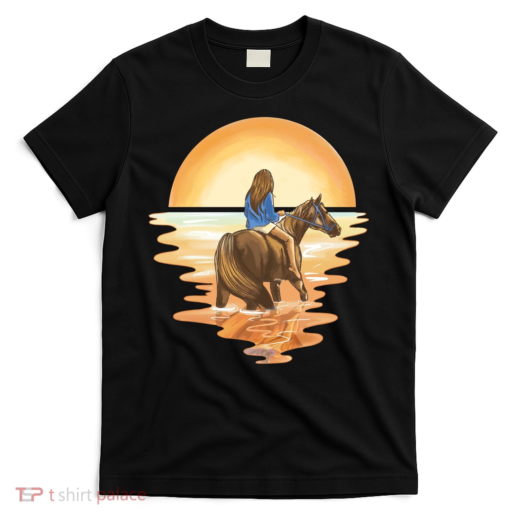 Girl Riding Horse Sunset T-Shirt