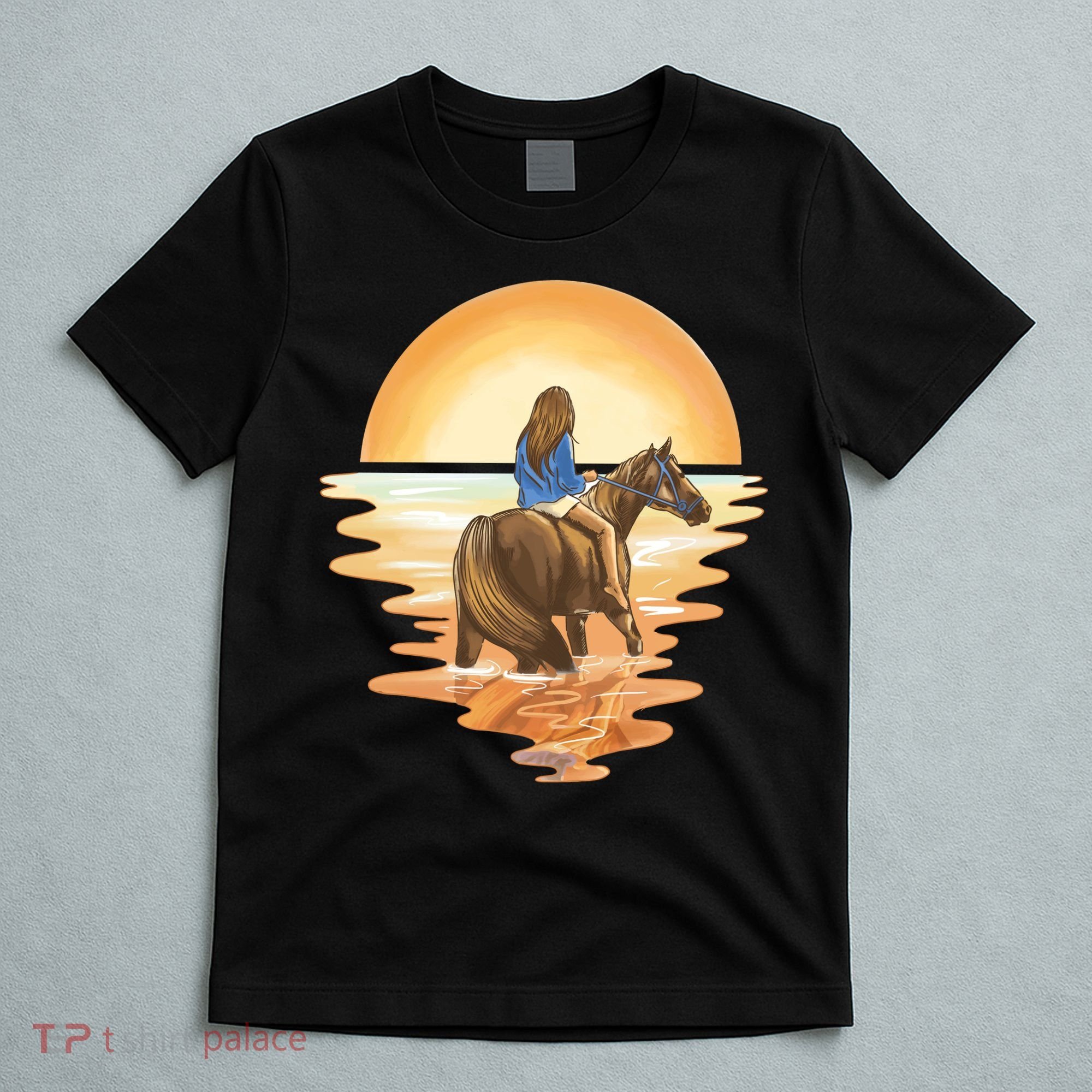 Girl Riding Horse Sunset T-Shirt