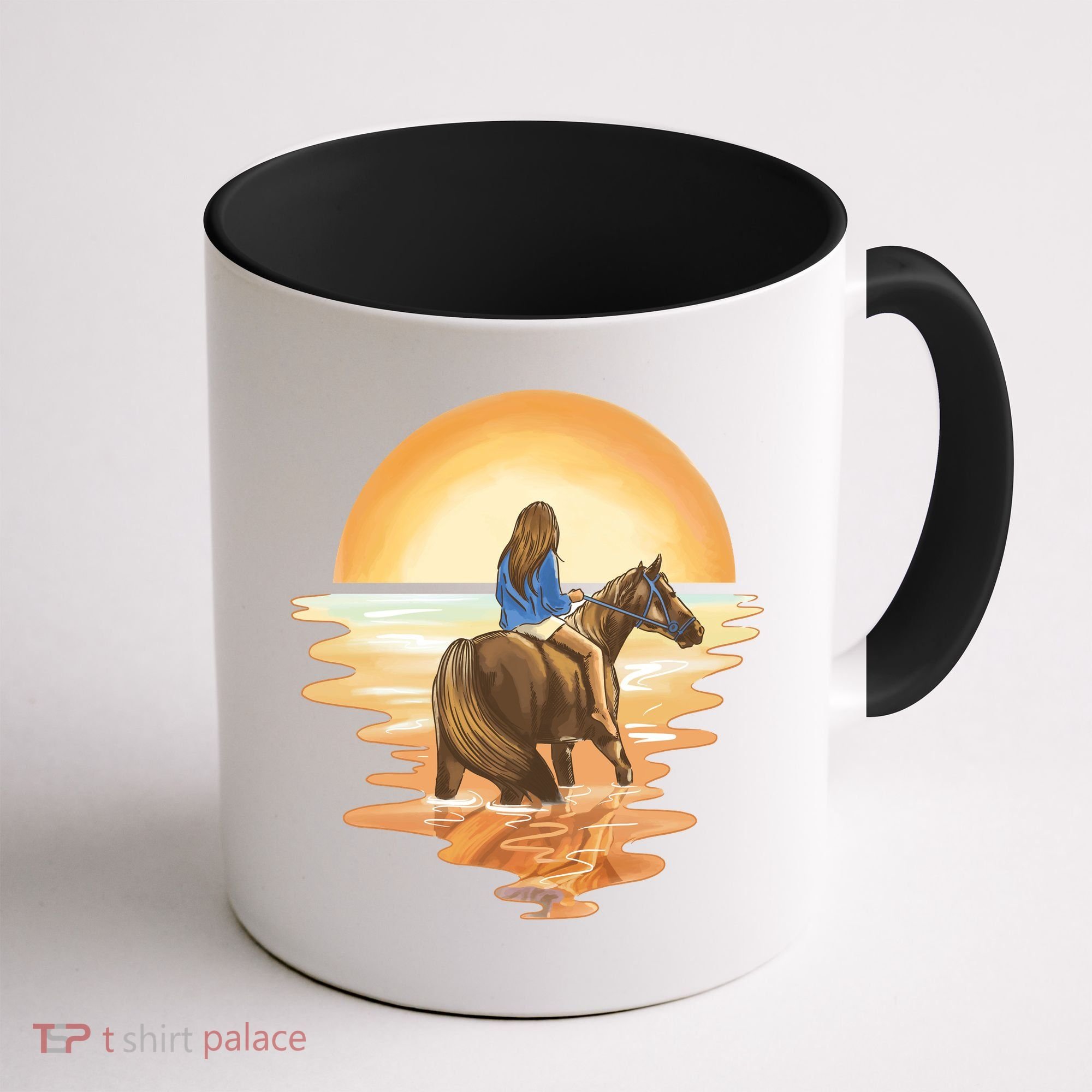 Girl Riding Horse Sunset Coffee Mug
