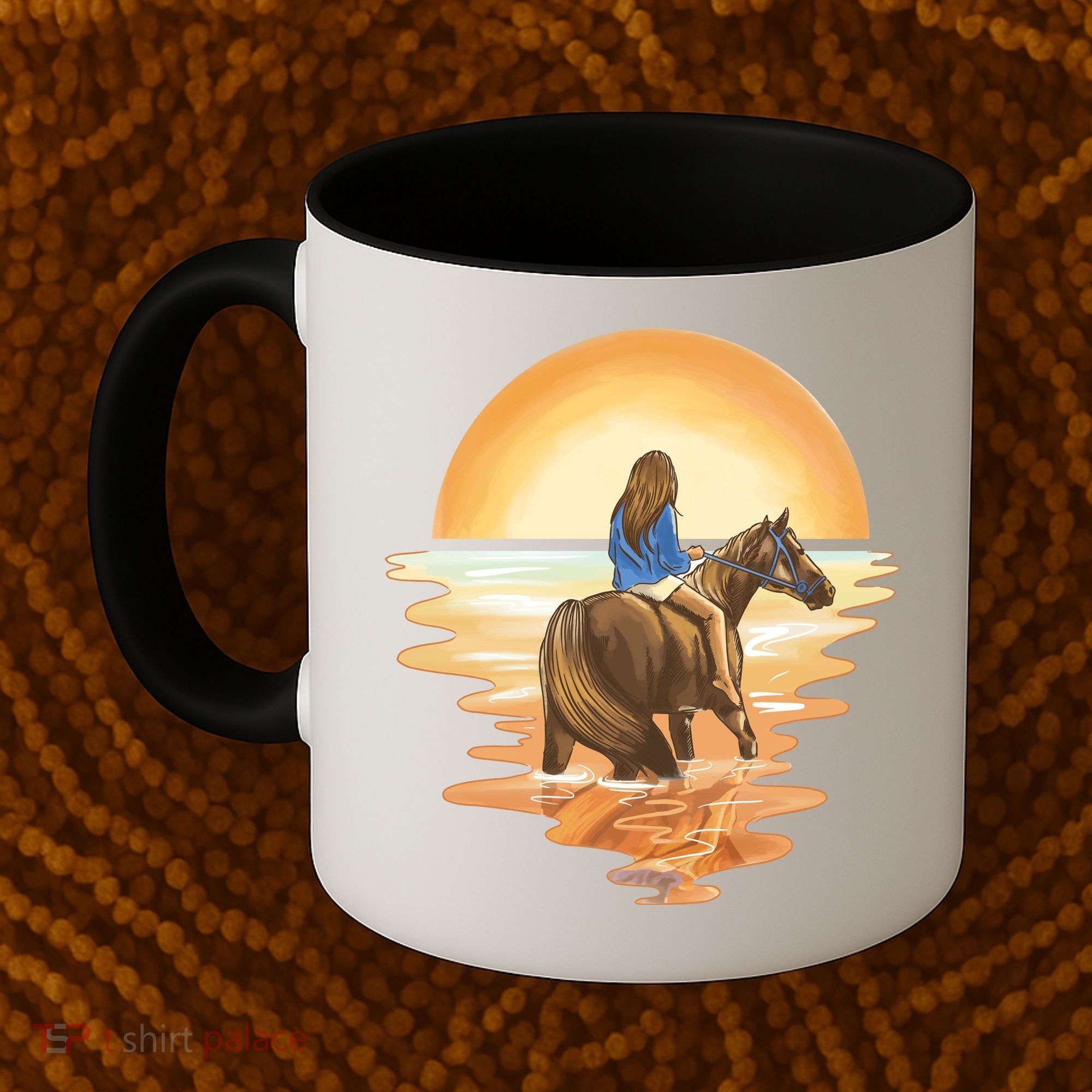 Girl Riding Horse Sunset Coffee Mug