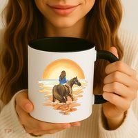 Girl Riding Horse Sunset Coffee Mug thumb 3