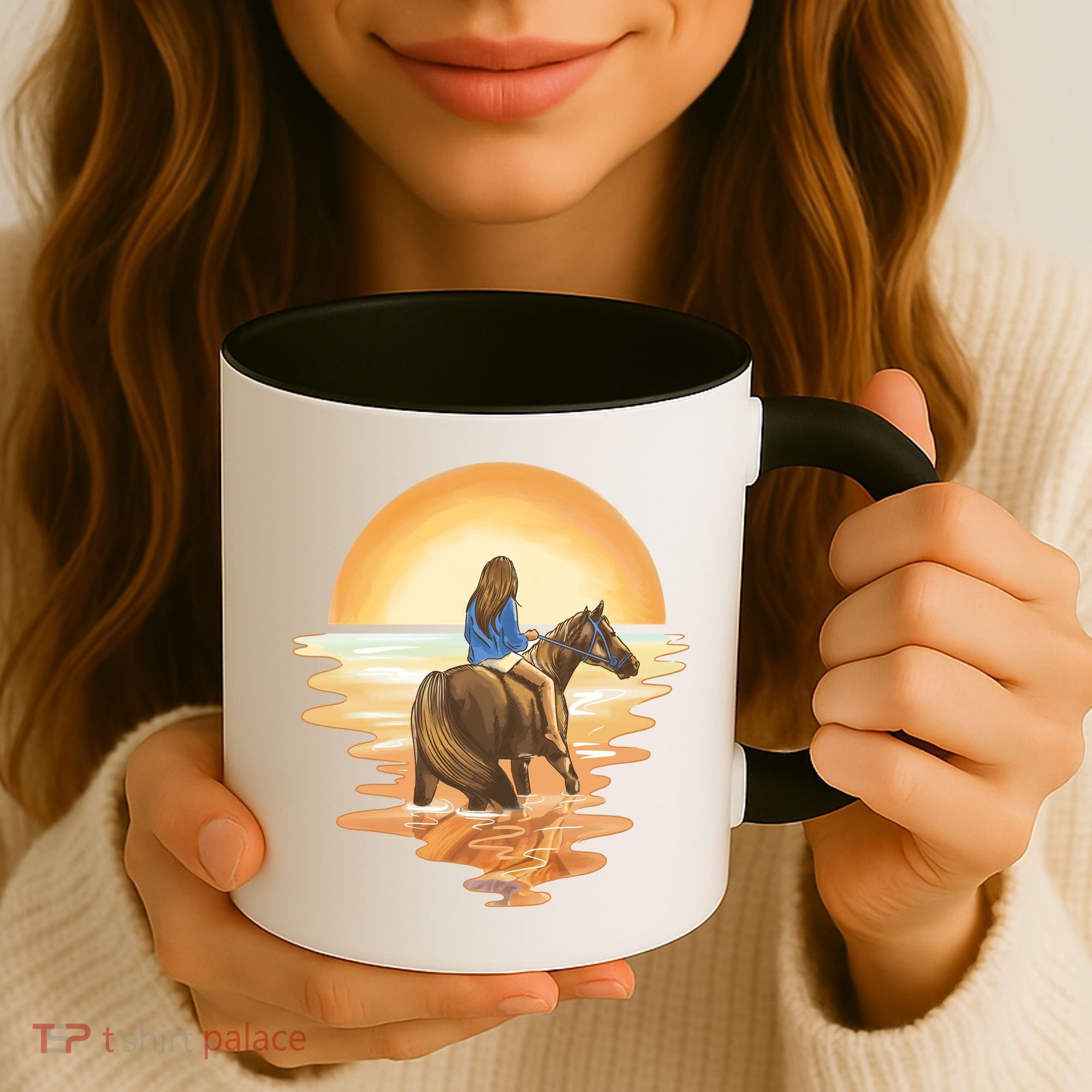 Girl Riding Horse Sunset Coffee Mug