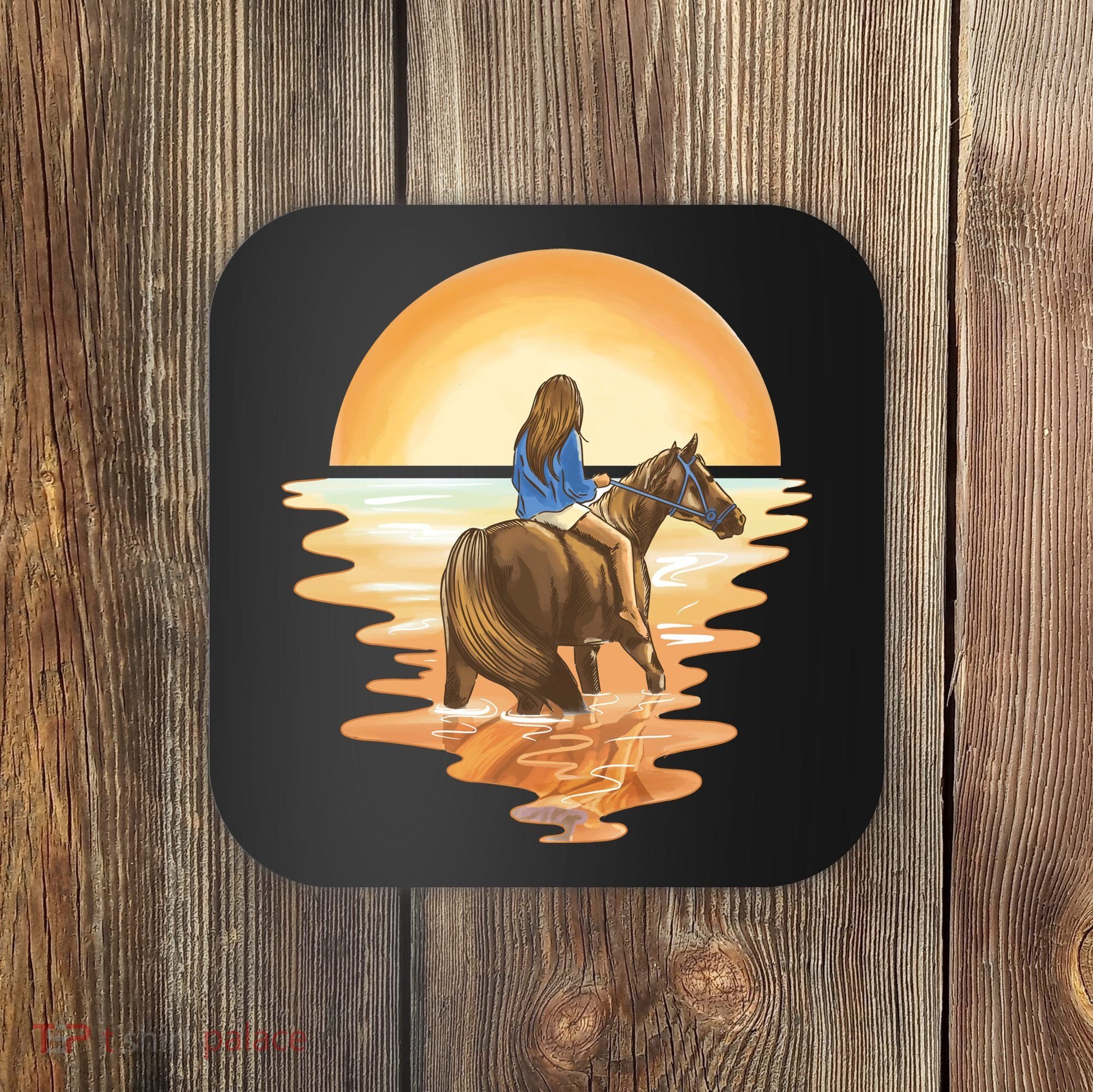 Girl Riding Horse Sunset Coaster