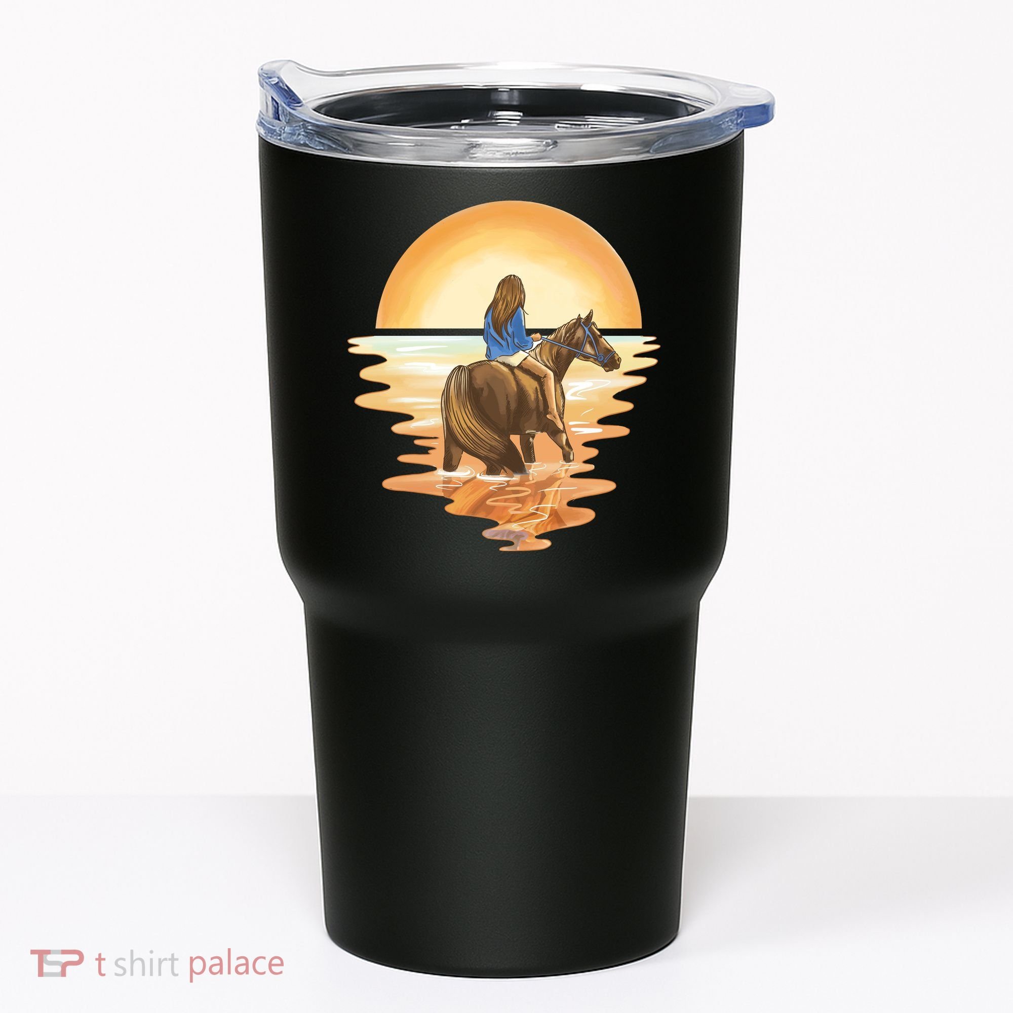 Girl Riding Horse Sunset Tumbler
