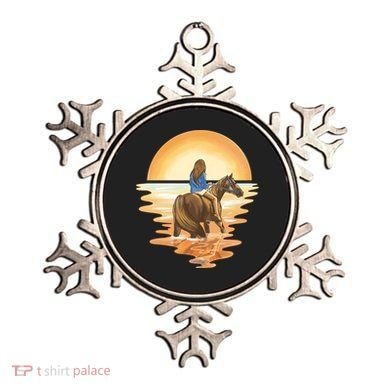 Girl Riding Horse Sunset Ornament